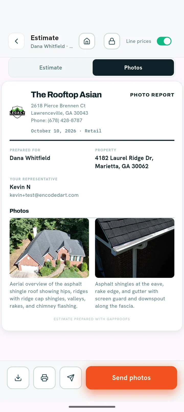 GapProofs retail bid: the photo report with a caption under each photo